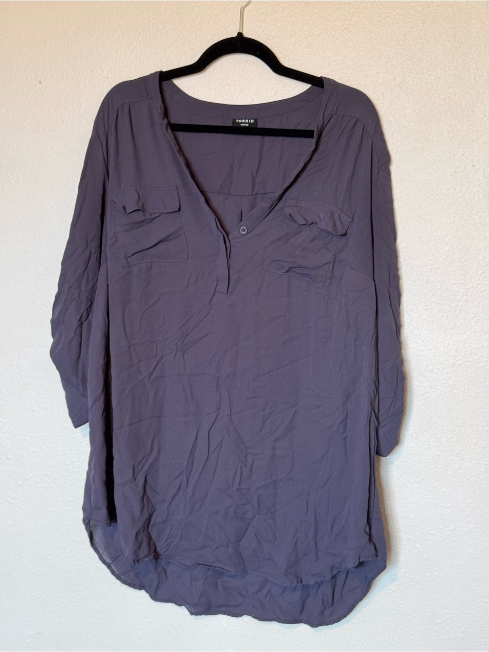 torrid Dusty Plum V-Neck Tunic Blouse